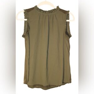 Tahari Olive Ruffle blouse